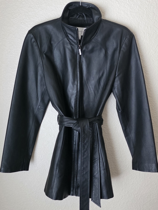 Worthington Jackets & Blazers - Vintage Worthington| Black Lambskin Leather Belted Women's Jacket - Moto Style M